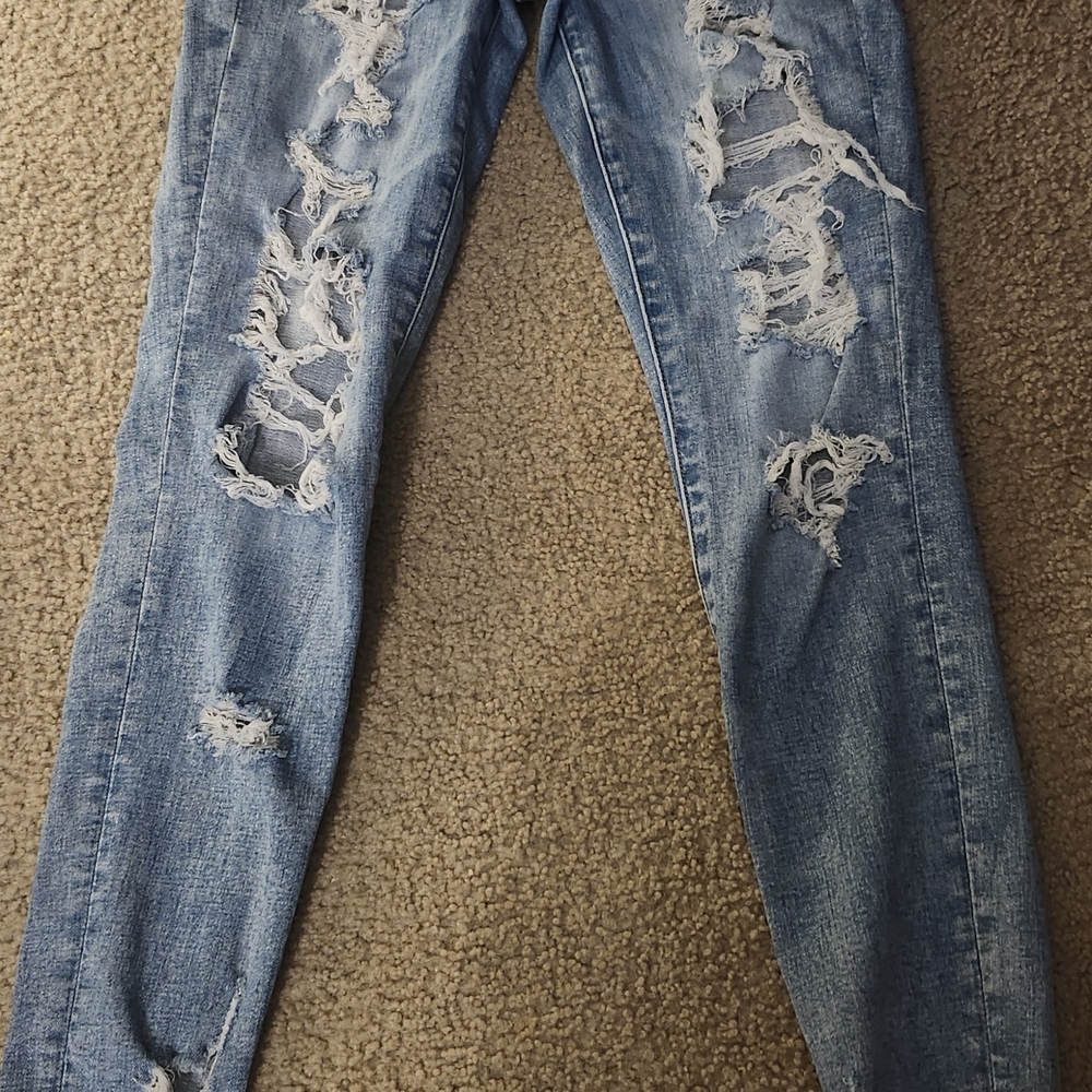 American Eagle Outfitters Light Blue Distressed Skinny Jeans